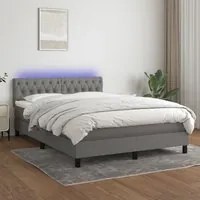 Letto a Molle Materasso e LED Grigio Scuro 140x190cm in Tessuto 3133390