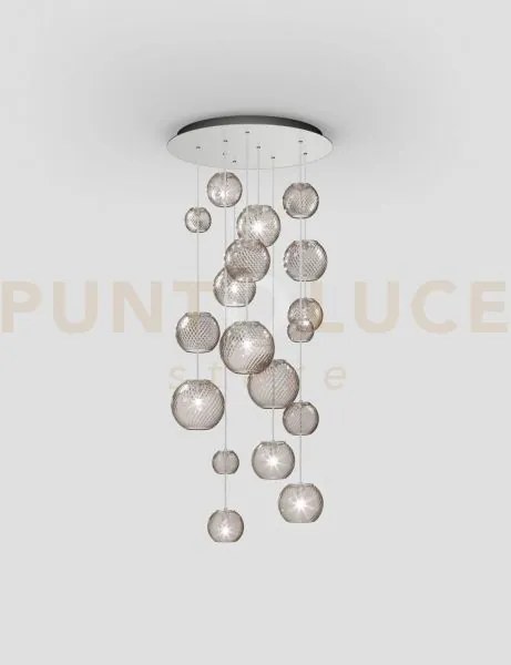 Oto sospensione r55 fume' rigato nickel satinato 9 luci attacco g9