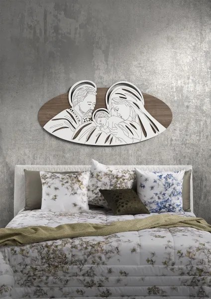 Capezzale 59x119 cm moderno Santa Famiglia legno laminato Modello 1
