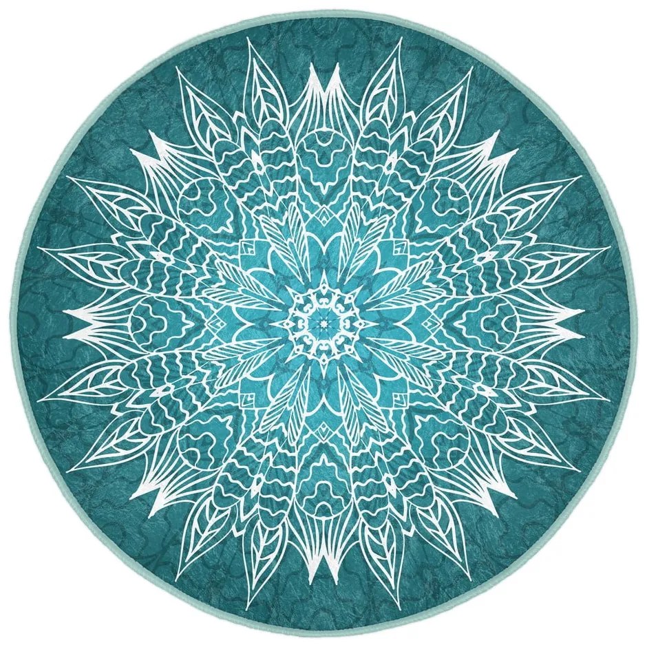 Tappeto rotondo lavabile turchese adatto per aspirapolvere robot ø 100 cm Comfort - Mila Home