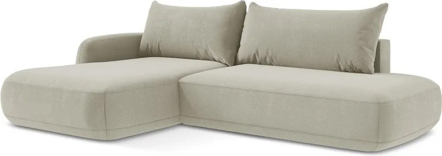 Divano angolare beige allungabile (con penisola a sinistra/con chaise lounge) Hale – Makamii