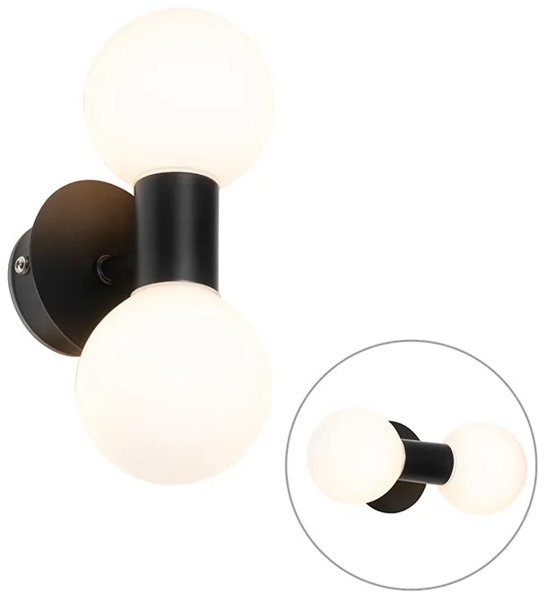 Lampada da parete moderna nera IP44 2 luci - Cederic