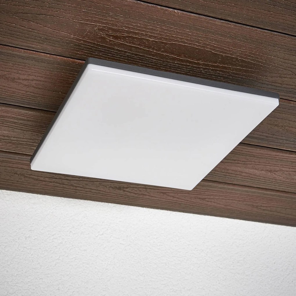 Lucande Plafoniera LED Henni, IP65, sensore, 30x30 cm, antracite