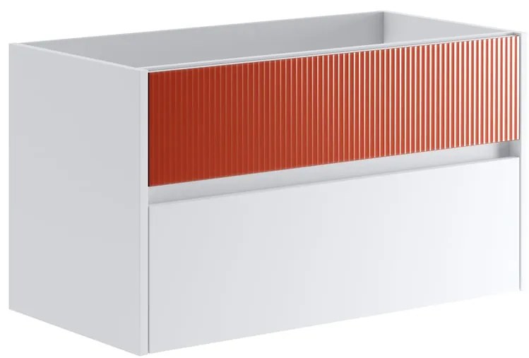 Mobile da bagno sotto lavabo Niwa bianco laccato opaco L 89.5 x H 50 x P 45.5 cm 2 cassetti, lavabo non incluso