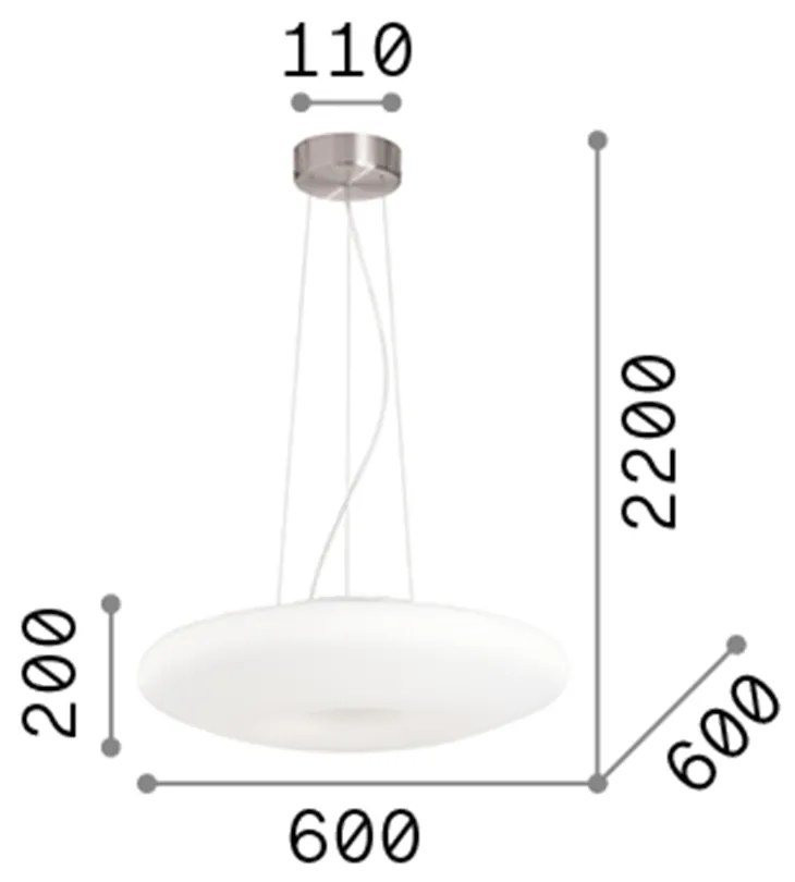 Sospensione Moderna Glory Vetro Bianco 5 Luci E27 D60