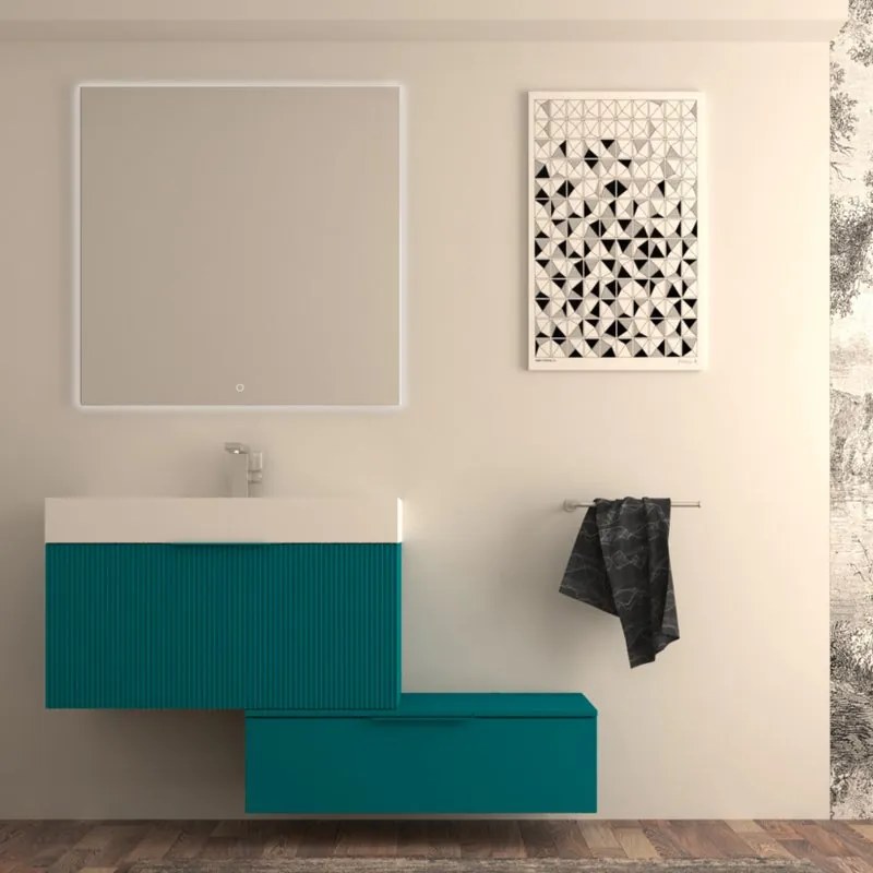 Cassetti in truciolare Modula BADEN HAUS L 90 x L 45 cm blu petrolio frontale liscio