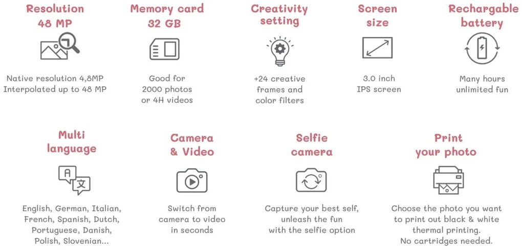 Macchina fotografica istantanea per bambini Zoo Print - unicorno