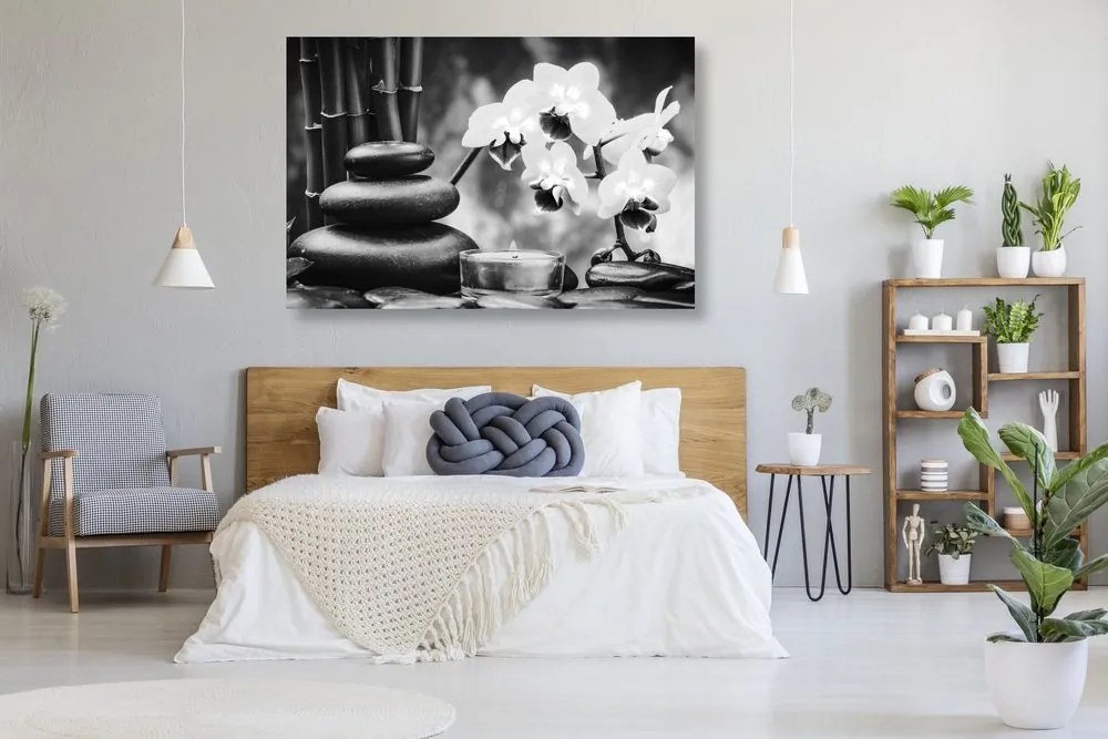 Quadro su tela – Natura morta spa in bianco e nero