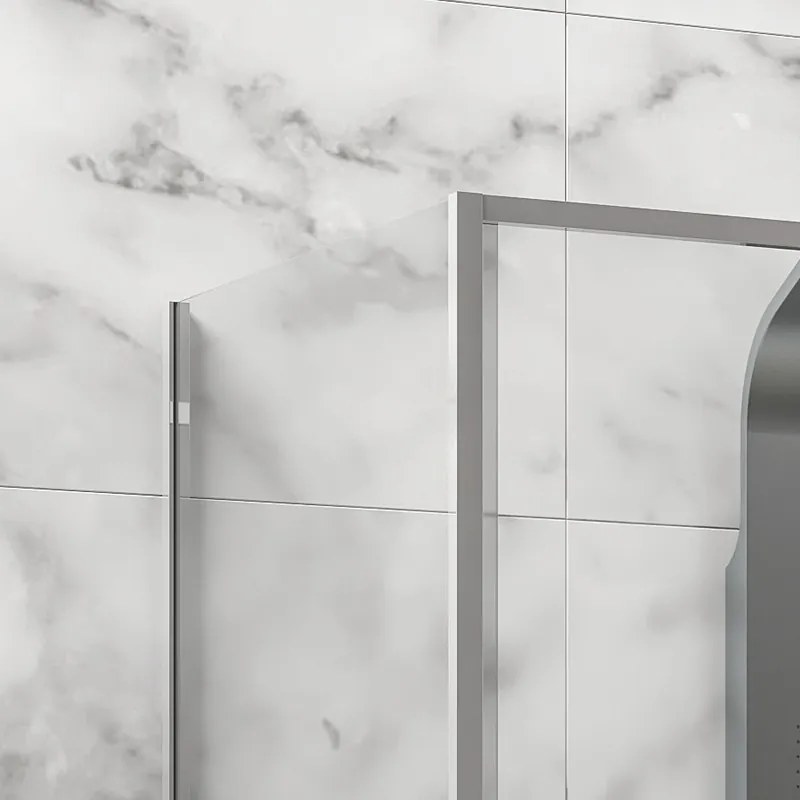 Kamalu - Cabina doccia 3 lati 90x130x90 scorrevole telaio cromato minimale | KLA-4000C