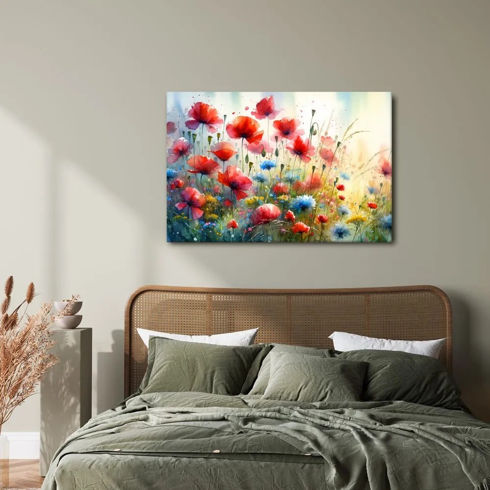 Quadro su tela – Papaveri rossi e fiordalisi blu