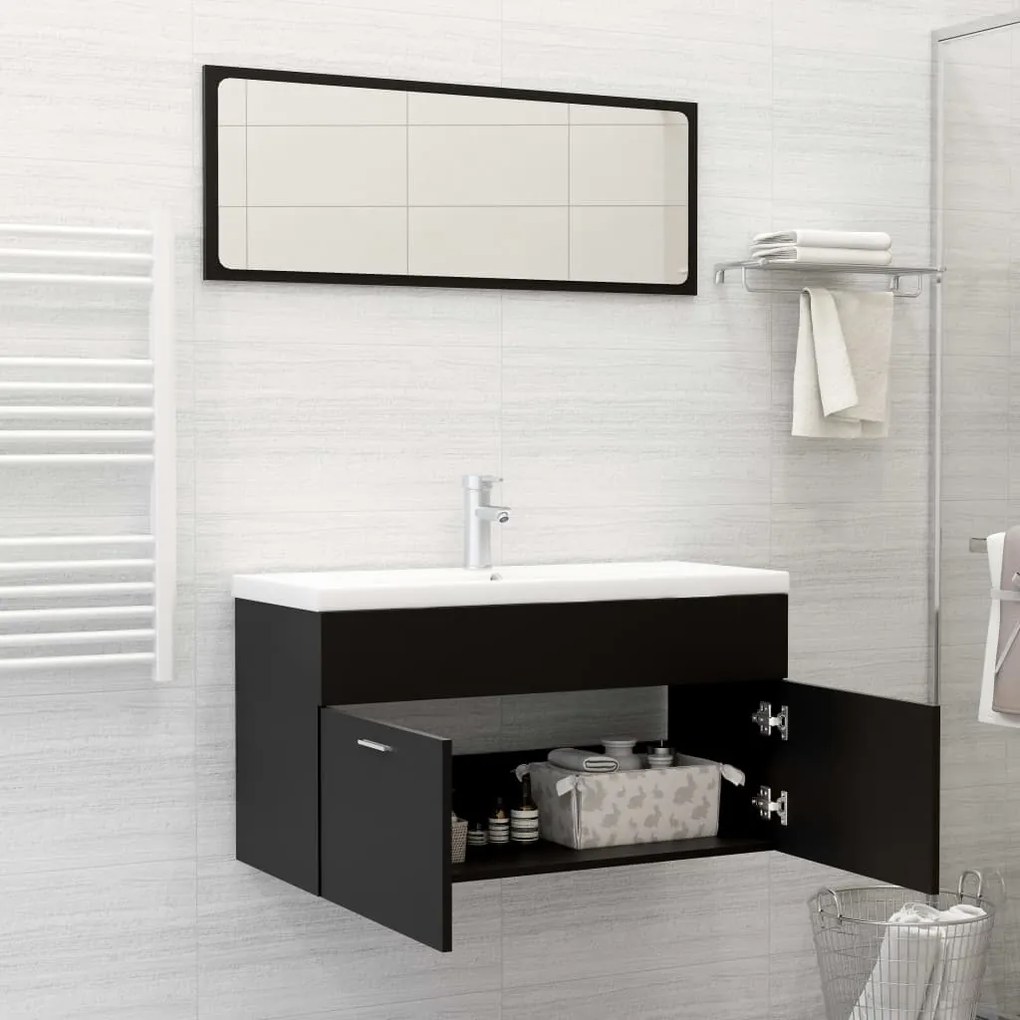 Set mobili da bagno nero in truciolato