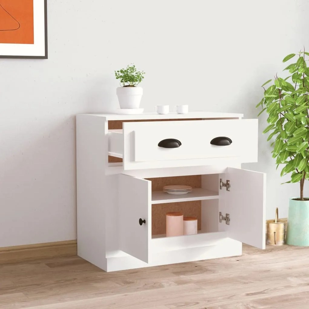 Credenza bianca 70x35,5x67,5 cm in legno multistrato