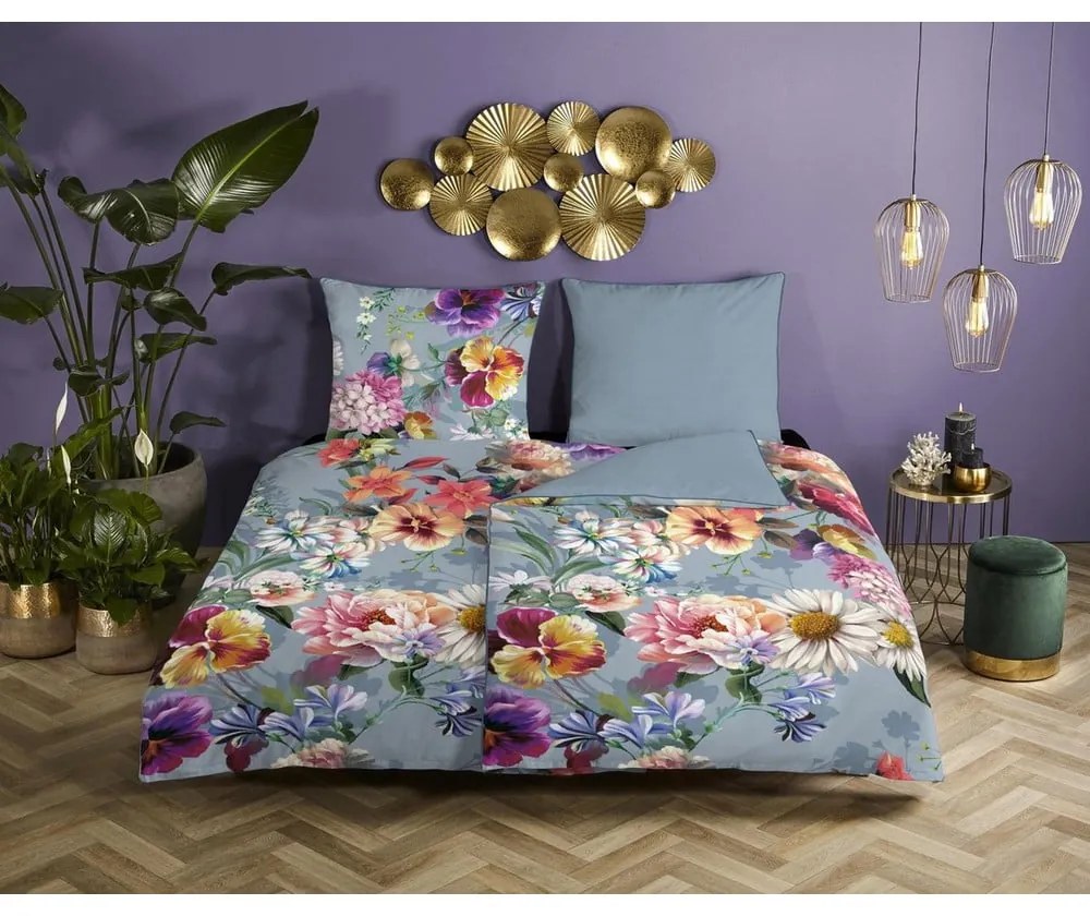 Lenzuolo singolo in cotone organico grigio Girasole, 140 x 220 cm Organic - Descanso