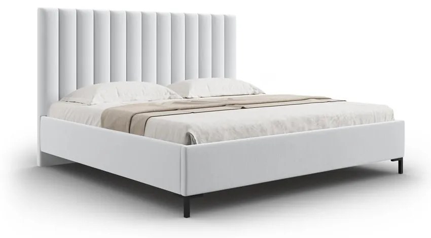 Letto matrimoniale imbottito grigio chiaro con contenitore con griglia 180x200 cm Casey - Mazzini Beds