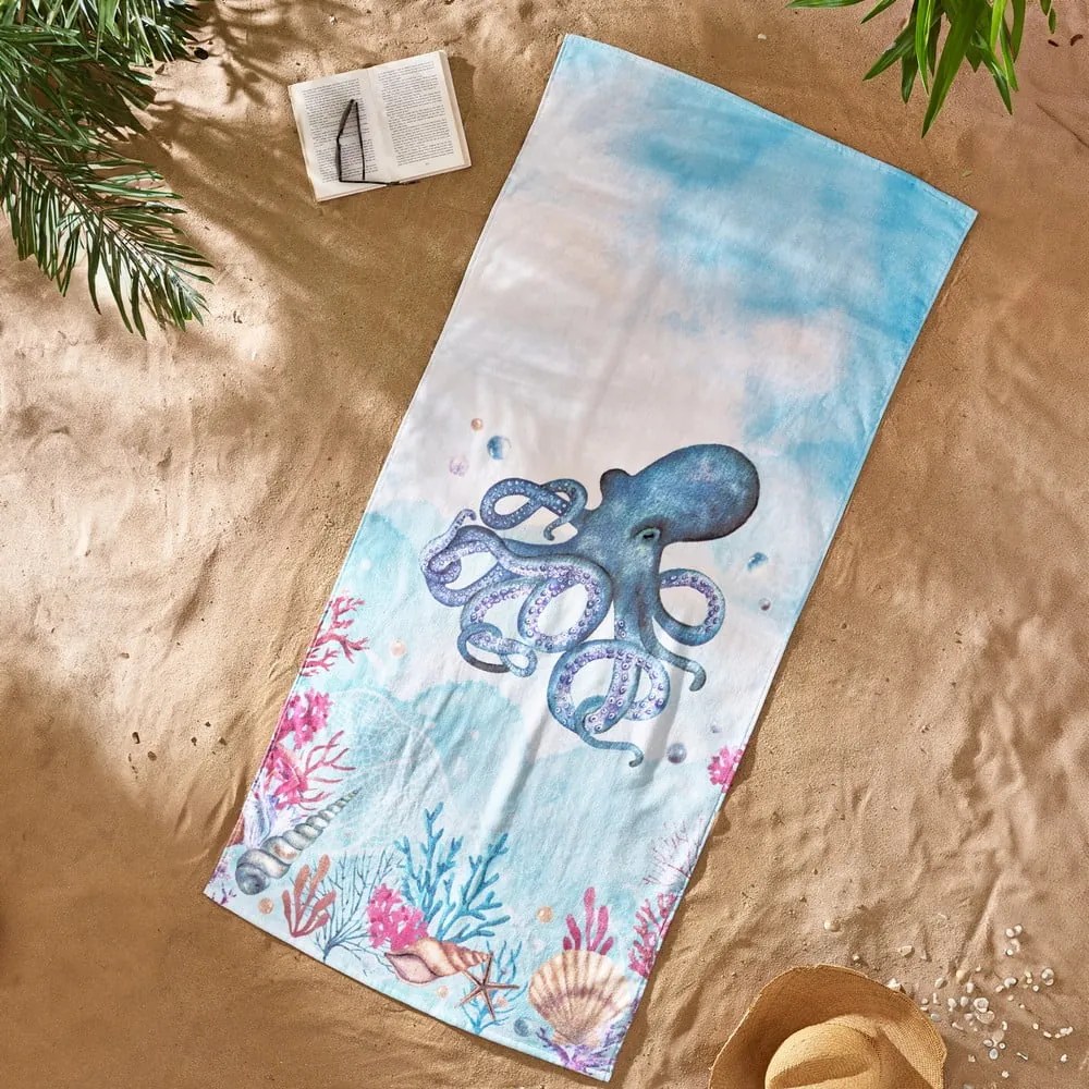 Telo mare blu in cotone 76x160 cm Octopus – Catherine Lansfield