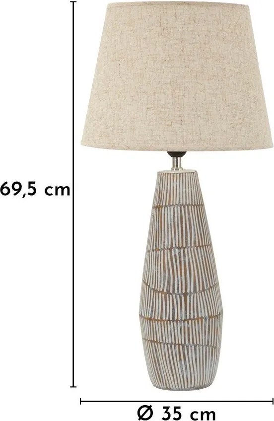 Lampada da tavolo color crema con paralume in tessuto (altezza totale 69,5 cm) Hanoi – Mauro Ferretti