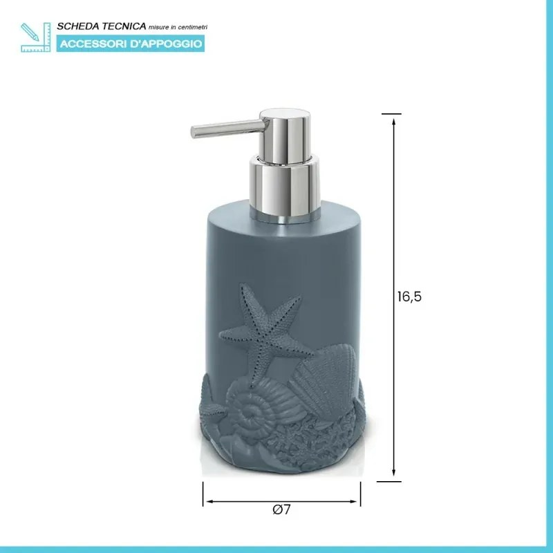 Dispenser sapone liquido da appoggio in resina turchese cobalto Coral