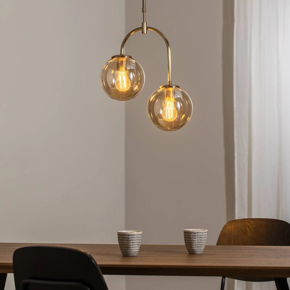 Lampada a sospensione in vetro Portemo Lucea, dimmerabile, Ottone / Oro, Soggiorno / Sala da pranzo, Metallo, Lampada a sospensione