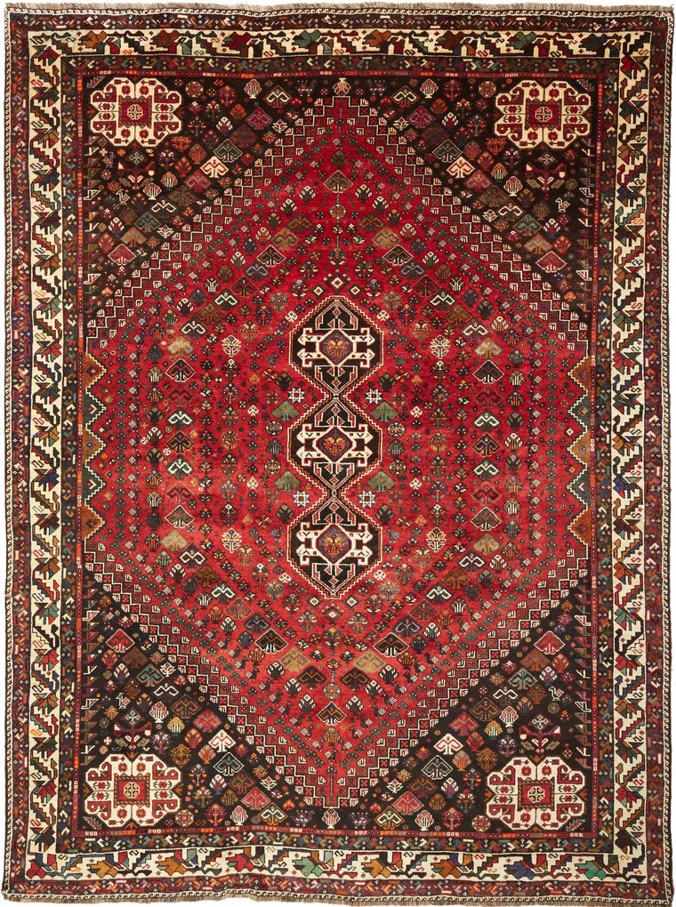 Shiraz Tappeto 240 x 330 Rosso (Iran) Annodato A Mano