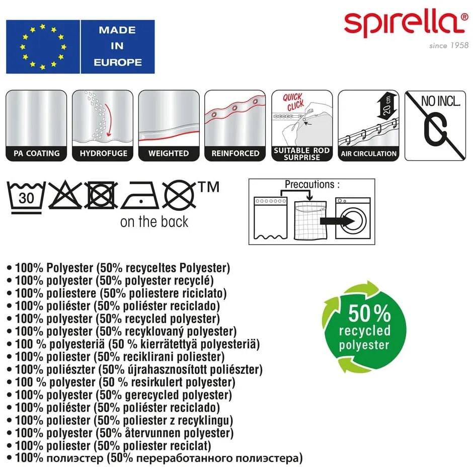 Tenda per doccia 180x200 cm Patchwork – Spirella
