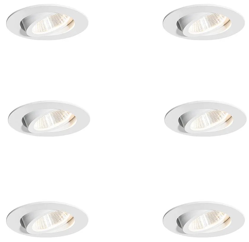 Set di 6 faretti da incasso bianchi 6,8 cm con LED 750 lm dimmerabili IP23 - Gaius