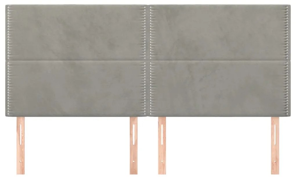 Testiera 4 pz grigio chiaro 80x5x78/88 cm in velluto