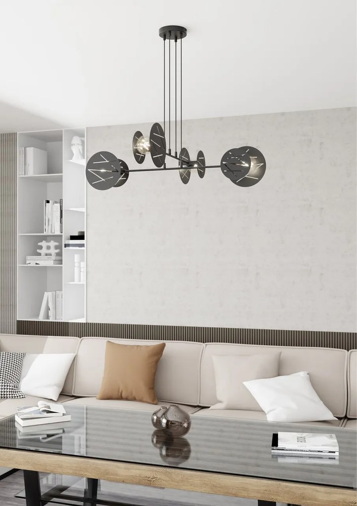 Lampadario a sospensione in acciaio XOTIC 4 nero 4xE27
