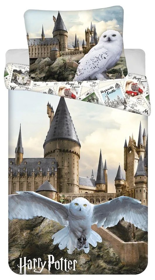 Set copripiumino e federa da bambini in cotone per letto singolo 140x200 cm Harry Potter "Hedwig" – Jerry Fabrics