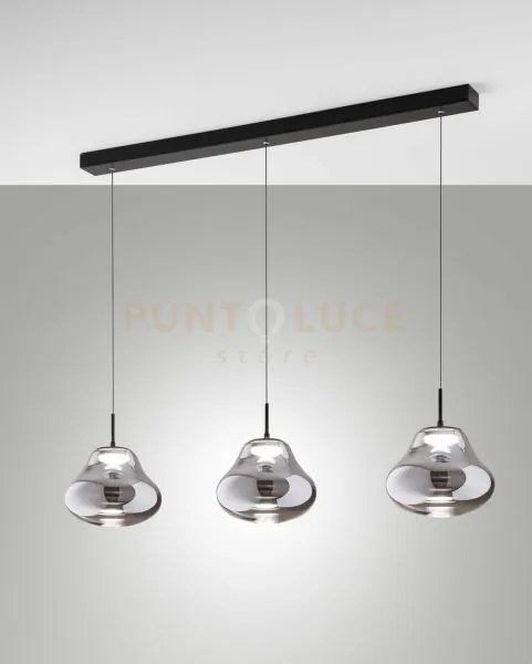 Deva sospensione fume' 3 luci lineare  a led cct 2700k - 3000k - 40...