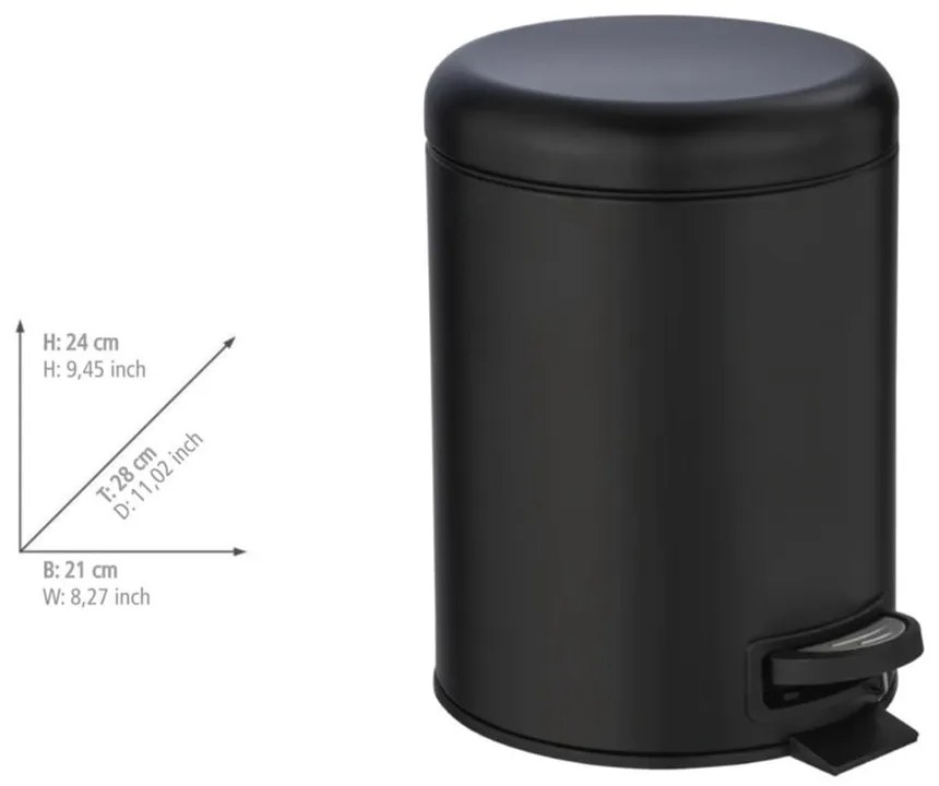 Cestino nero , 5 l Leman - Wenko
