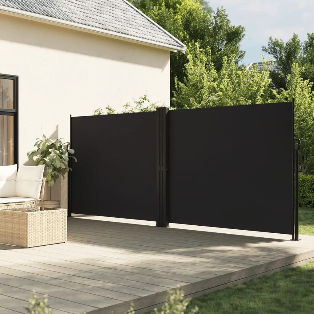 Tenda Da Sole Laterale Retrattile Nera 180x600 Cm /