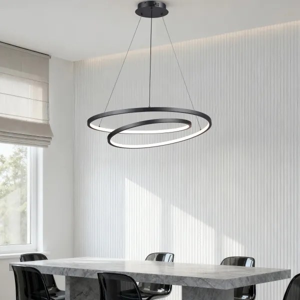 Brilagi-LED Lampadario dimmerabile sospeso su cavo TWISTER LED/75W/230V Ø 70 cm nero + telecomando