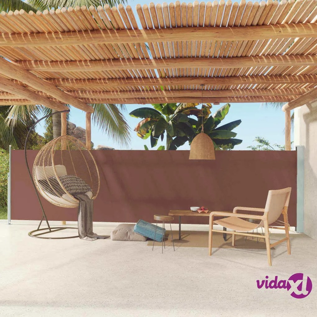 vidaXL Tenda Laterale Retrattile per Patio 140x600 cm Marrone