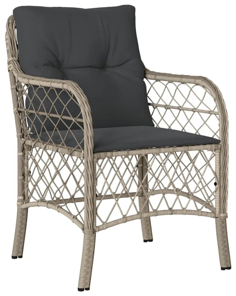 Set da pranzo da giardino 7 pz cuscini polyrattan grigio chiaro