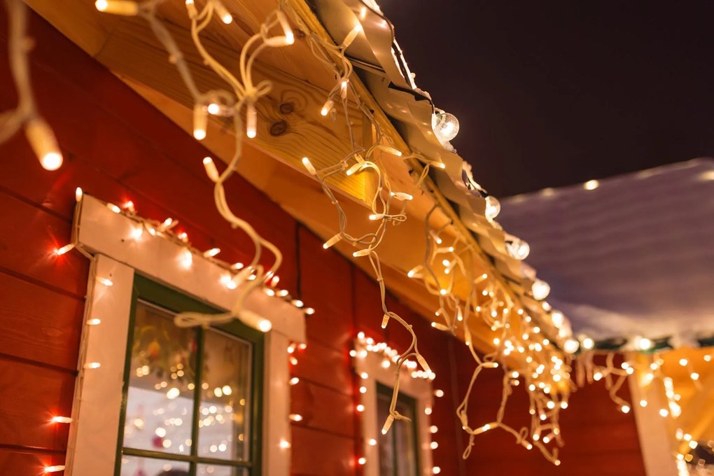 Tenda luminosa Luci di Natale Energia Solare 200 Led Bianco Caldo