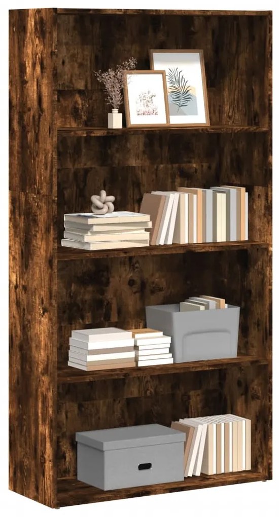 Libreria Rovere Fumo 80x30x152 Cm İn Legno Multistrato /