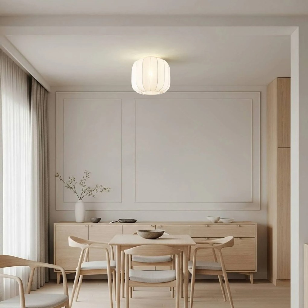 Plafoniera soffitto Helin Lindby, dimmerabile, Bianco / Opale, Soggiorno / Sala da pranzo, Tessuto / Stoffa / Seta, Scandinavo, Plafoniera