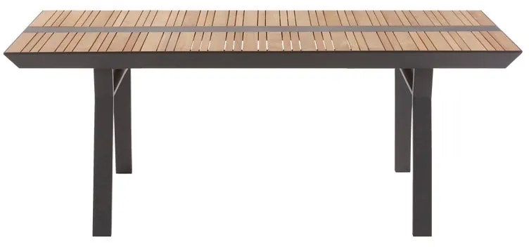 Tavolo da pranzo per giardino Ionis NATERIAL in alluminio con piano in teak marrone per 6 persone 200x100cm