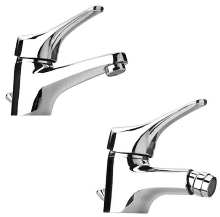 Set miscelatori lavabo + bidet Piralla Ariel ottone cromato con PILETTA DI SCARICO INCLUSA 0RE00088A16 0RE00094A16