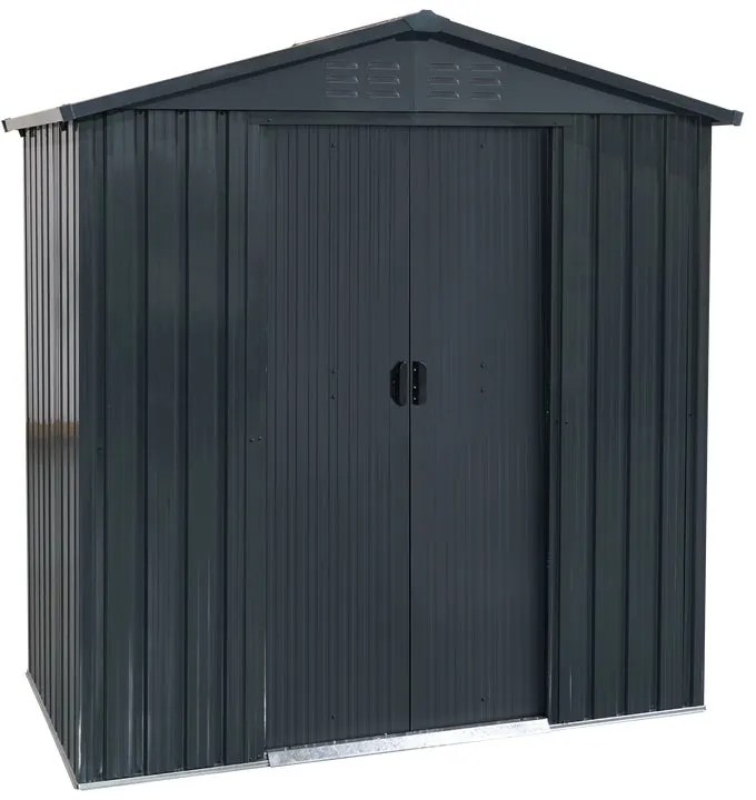 Casetta da giardino in acciaio antracite 1.1 x 1.9 m, superficie esterna 1.8 m² e spessore parete 0.3 mm, senza pavimento porta scorrevole, NATERIAL Etna