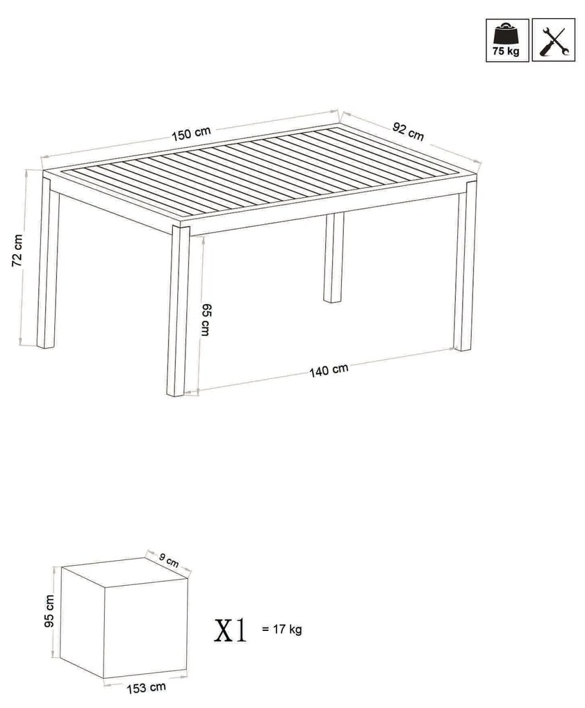 OMEN - tavolo da giardino in alluminio