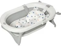 Vaschetta Bagnetto Pieghevole per Bambini 81,5x50,5x23,5 cm 0-3 Anni Grigio Bianco