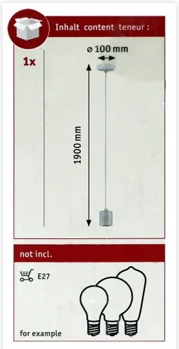 Paulmann 79750 - 1xE27/20W Lampadario su corda NORDIN 230V