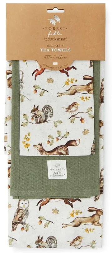 Set di strofinacci in cotone 3 pz 45x65 cm Forest Fable – Cooksmart ®