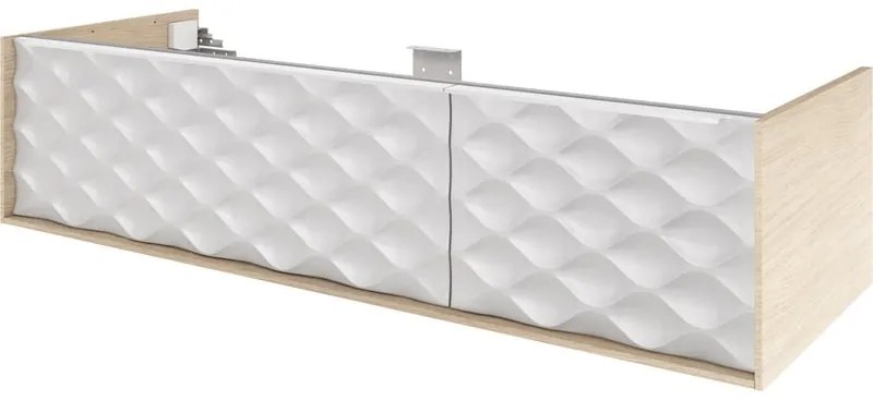 Mobile da bagno sospeso sotto lavabo L 135 x H 32 x P 48 cm beige laccato lucido, 1 cassetto SENSEA Neo