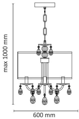 Lampadario a sospensione con catena BRESSO 4xE14/12W/230V nero
