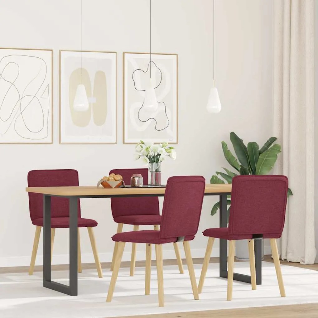 Sedie Da Pranzo 4 Pz Rosso Vino İn Tessuto /