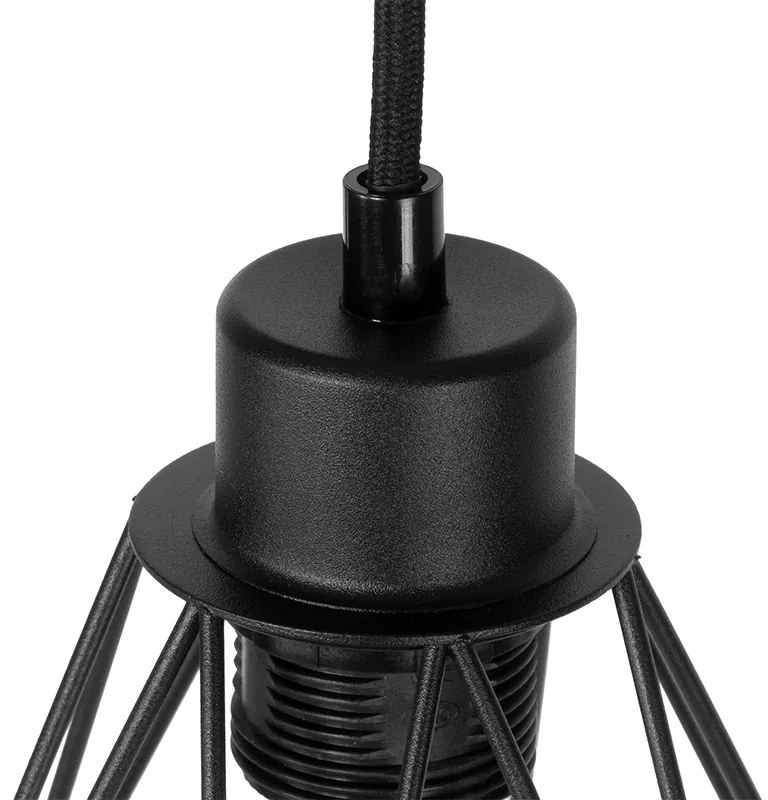 Lampada da terra rustica nera con legno 2 luci - Chon