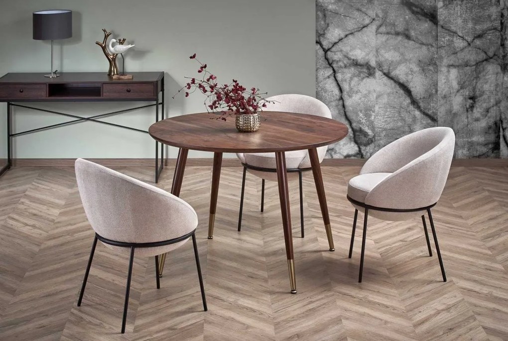 Set tavolo rotondo Domenico ø110 cm + 3 sedie K482 beige