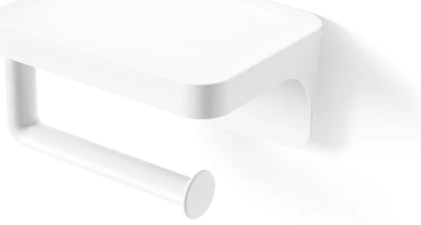 Porta carta igienica bianco autoportante in plastica riciclata Flex Adhesive - Umbra